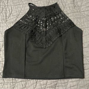 Lace halter crop top